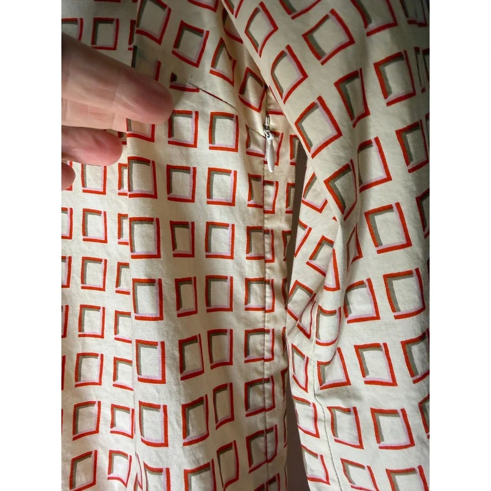 TORY BURCH Tory Mini Dress 6 Square Frame 3/4 Sleeve‎ Decorative Trims Red Sz 6